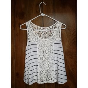 Striped Lacy & Flowy Tank Top Size M
